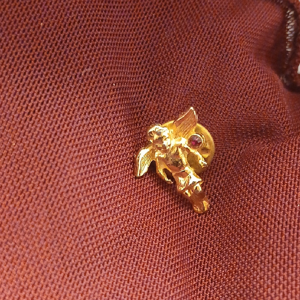 Gold Angel Pin with Red Gem